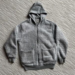 Gray fuzzy Sherpa jacket hoodie, urban outfitters, size small